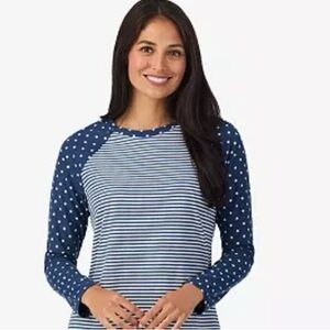NWT Cuddl Duds Medium Women’s Sleep long sleeve top Striped and Polka Dot